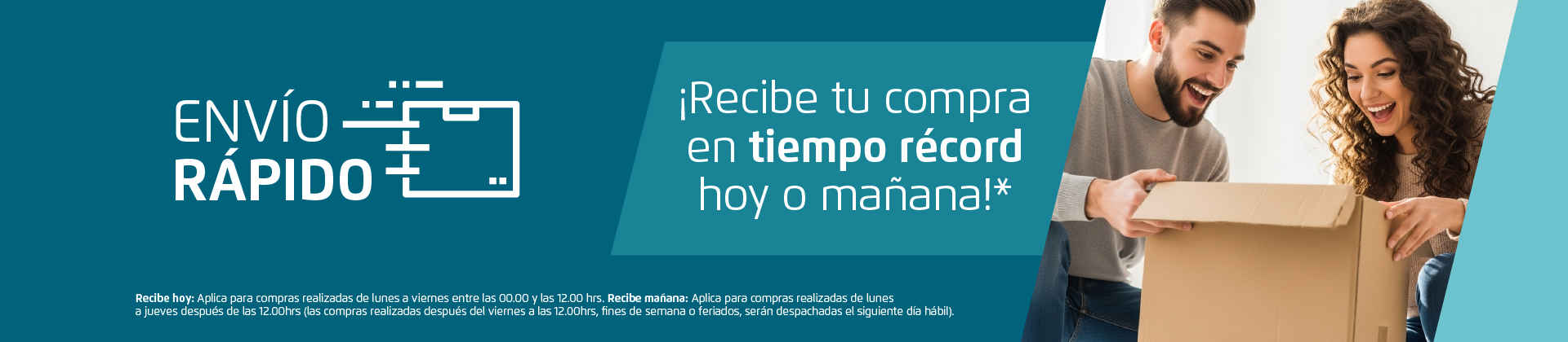 Envío rápido - ¡Recibe tu compra en tiiempo récord hoy o mañana!